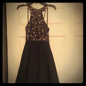 Semi formal dress black with lace pattern